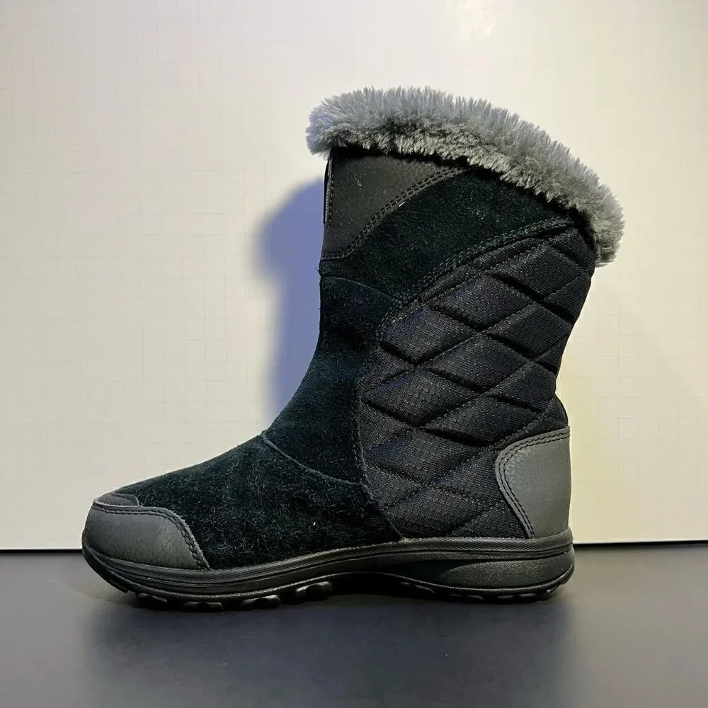 Womens COLUMBIA Ice Maiden II Black Waterproof Winter Faux Fur Boots / Size 6